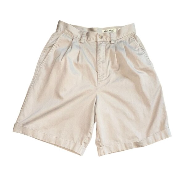 Eddie Bauer Classic Fit 90's Pleated 'Mom Shorts'-Khaki-Size 6-GUC - Picture 1 of 5